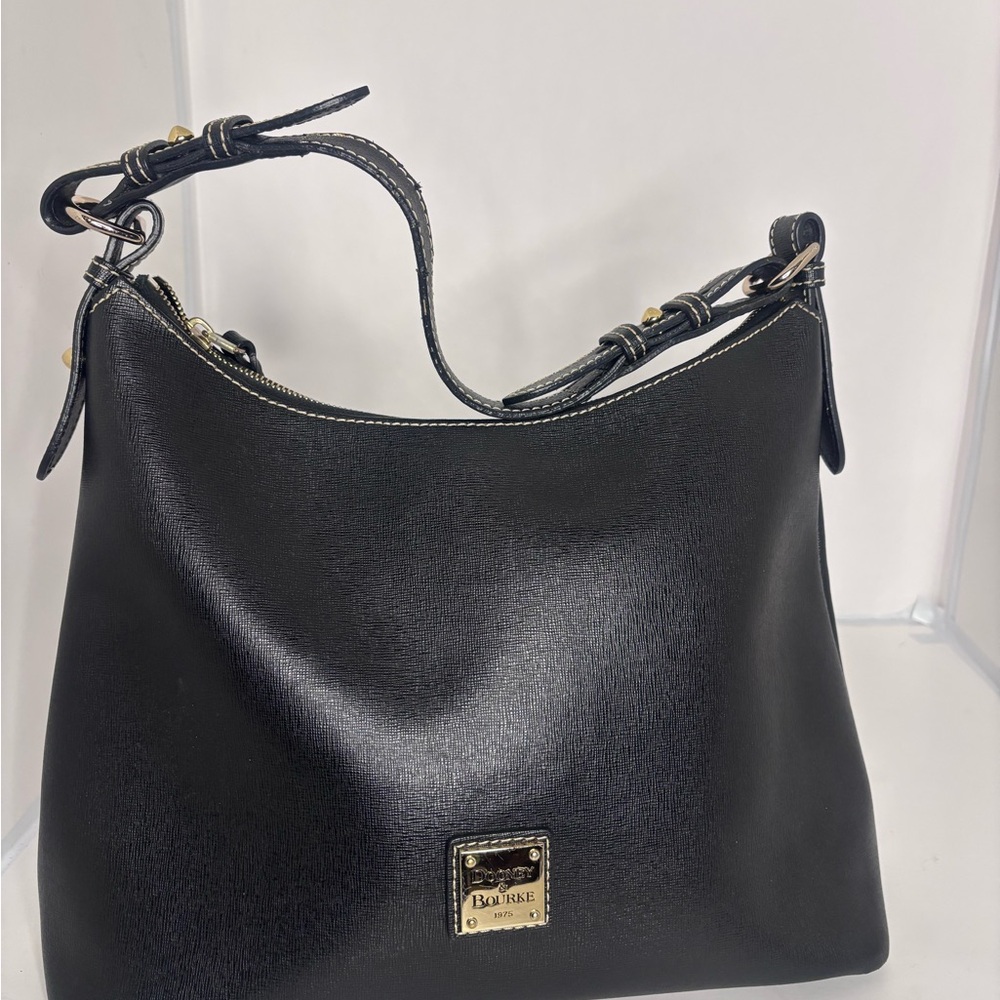Dooney & Bourke Black Shoulder Bag with Gold Accents